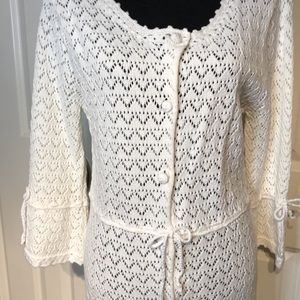 Tyler Boe Crocheted Long Cardigan